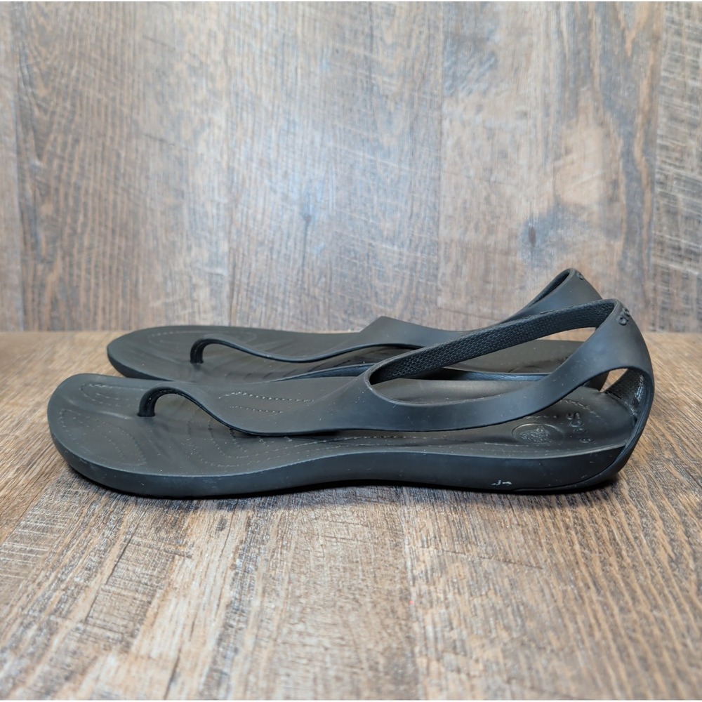 Crocs Sexi Flip Flop Sandals Womens Size 9 Black Serena T-Strap Thong Slip On - Picture 6 of 13